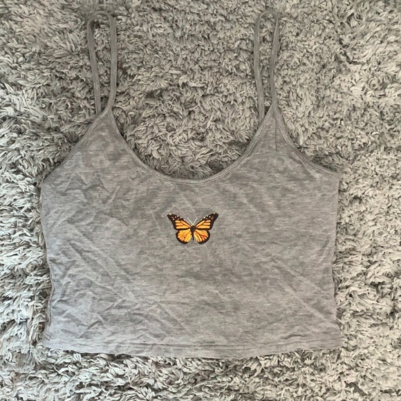 shein grey butterfly crop top - Picture 1 of 3